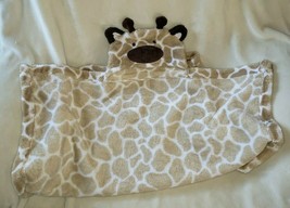 Baby Gear Giraffe White Tan Brown Spots Hood Hooded Plush Blanket 33&quot; x 30&quot; - £47.47 GBP