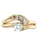 1/4ct Diamond 14k Yellow Gold Size 6.75 Wedding Ring Set 4.2g - $872.20
