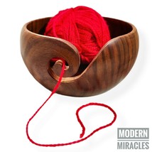 Premium Rosewood HandMade Wooden Yarn Bowl Crochet &amp; wool Knitting Bowl Gift - £27.85 GBP