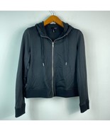 Aqua Juniors Womens M Black Long Sleeve Zipper Front Hoodie Top Notag AZ63 - $20.15 CAD