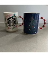 Starbucks (2) Holiday Christmas 12 oz Coffee Mugs Candy Cane Striped 2018 - £26.63 GBP