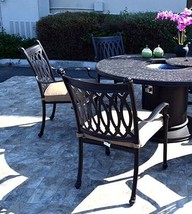 Fire pit table grill 5 piece set cast aluminum patio furniture Grand Tus... - £2,529.55 GBP