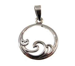 Handcrafted Solid 925 Sterling Silver Wave Scene Charm Pendant Ocean Sea Surfer - £12.33 GBP