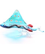 3¾ inch Light Blue Stingray Glittering Red Dots Hand Blown Glass - $47.04 CAD