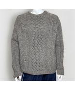 Handmade Fisherman Sweater Mens XL Gray Wool Cable Knit Crew Neck Heavyw... - $1,818.88 MXN