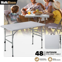 4Ft Grey Folding Home Plastic Table Portable Adjustable Foot Camping Picnic Desk - £87.92 GBP