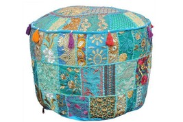 Indian Handmade Cotton Vintage Ottoman Pouf Cover Patchwork Foot Stool Cover - £21.11 GBP+