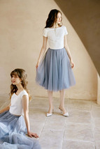 Gray High Waisted Tulle Maxi Skirt Plus Size Bridesmaid Tulle Skirt with Train image 3
