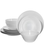 Melamine Dinnerware Set New For 4 Modern Plates Salad Bowls White Bread ... - £43.07 GBP