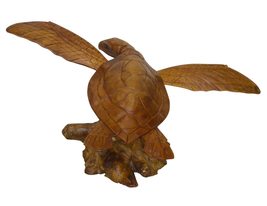 WorldBazzar Hand Carved Mahogany SEA Turtle ON Coral Log Drift Wood - £55.33 GBP