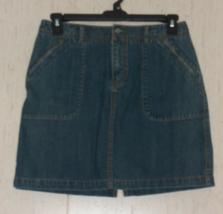 Excellent Womens Eddie Bauer Outdoor Outfitter Distressed Denim Skirt Size 8P - £21.93 GBP