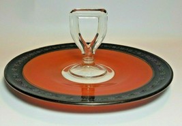 Westmoreland Glass Canape Tidbit Cookie Dessert Plate Tray Orange Black ... - £37.41 GBP