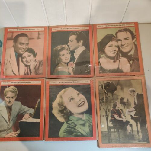 (6) Sealed Rockford Register-Republic IL Newspaper Cutouts 1936 1937 Gre... - $17.81