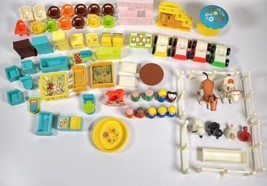 65+ Pc Lot Little People Dog Animals Farm Furniture Cars & More Fisher Price Vtg - $98.99