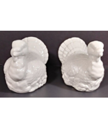 Fall Turkey Salt &amp; Pepper Shakers Ceramic White 3&quot; Tall x 3 3/4&quot; Long x ... - $9.99