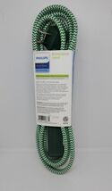 New Philips Home Power 3 Outlet Braided 8Ft Extension Cord Green/White Indoor image 2