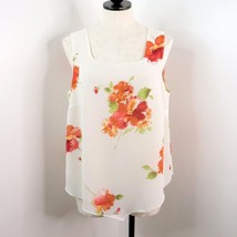 Q&#39;neel Women&#39;s US 12 Floral Sleeveless Polyester Flutter Semi-Sheer Blouse - £9.55 GBP