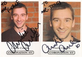 Charlie condor 2x coronation street hand signed cast card photo s 177092 p thumb200