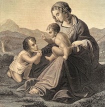 The Holy Family Steel Engraving 1872 Raphael Victorian Religious Art DWAA6 - $249.99