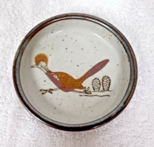 1970&#39;s Speckled Pottery Roadrunner Bird Trinket Change Dish Ashtray Coaster - $14.36
