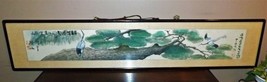 ANTIQUE JAPANESE PAINTING VERY LONG ARTIST SIGNED ORIG. FRAME 58 1/4&quot; - £64.07 GBP