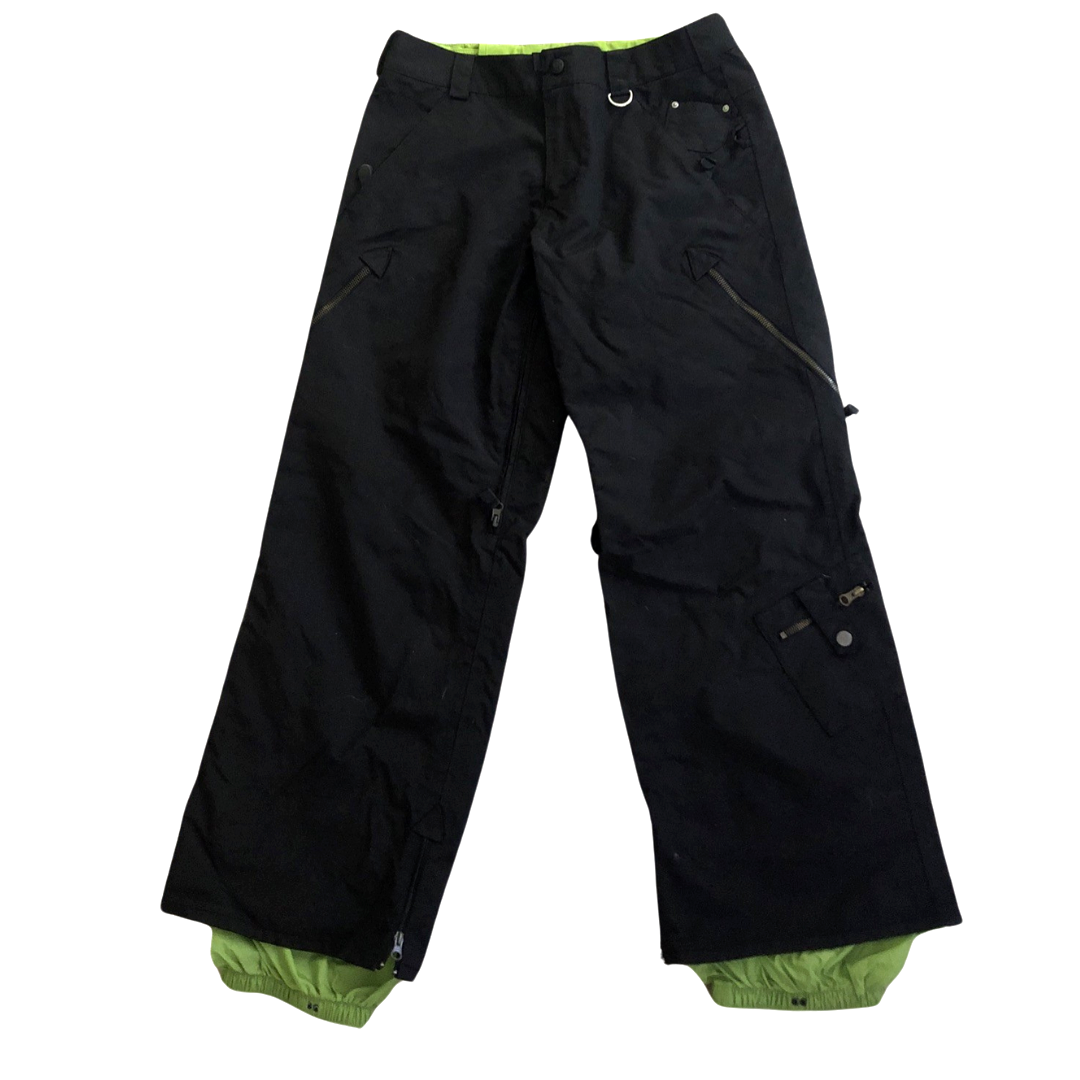 Burton Snowboard Ski Cargo Pants Womens Small Black Glow Lime Green Mesh Lined - $49.99