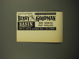 1960 Basin Street East Club Ad - Nightly Benny Goodman, Red Norvo, Flip Phillips - £11.98 GBP