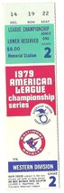 1979 ALCS Game 2 ticket stub Orioles Angels Championship - $44.93