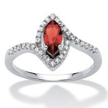 Womens Sterling Silver Marquise Garnet Birthstone Ring Size 5 6 7 8 9 10 - £79.67 GBP