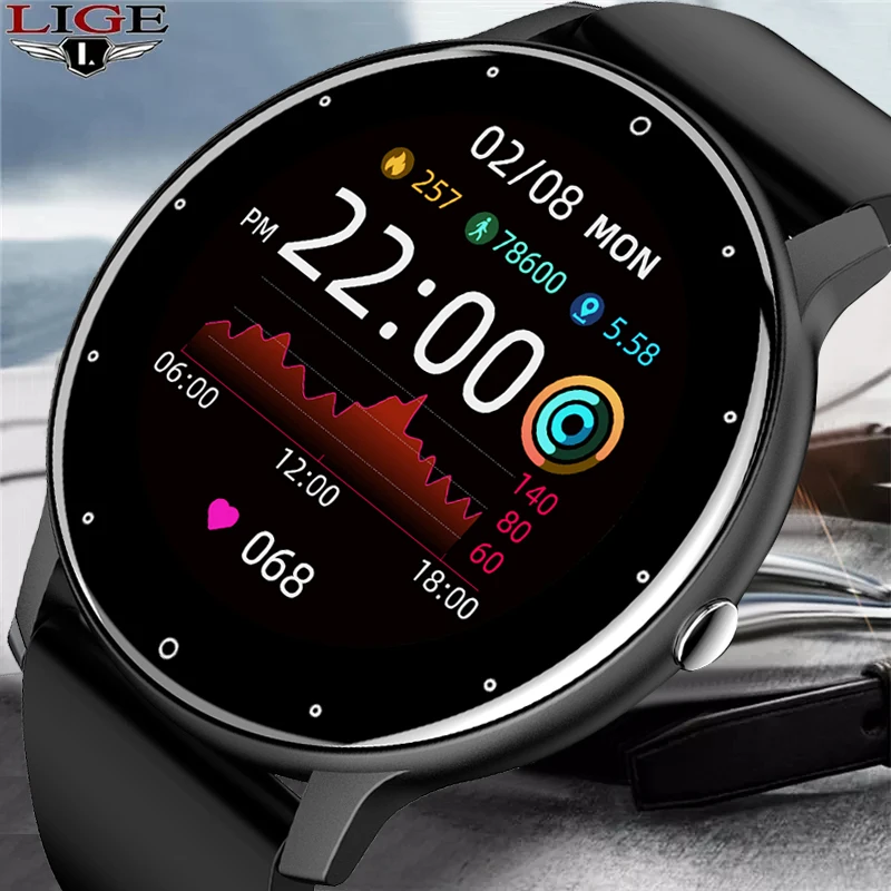 LIGE New 2021 Full touch Female Digital watch waterproof Sports suitable for - £176.98 GBP