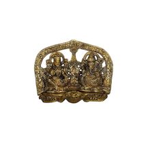 Metal Gold Plated Laxmi Ganesh Chocki Diya God Idol for Diwali Lakshmi Ganesh Id - $36.61