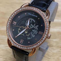 Boussivie Lady Rose Gold Tone Rhinestone Leather Analog Quartz Watch~New... - $9.97