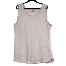 Gigi Moda OS Light Pink 100% Linen Blend Raw Edge Tank Top - £17.58 GBP