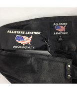 ALLSTATE Leather Black  Button/ Zip Motorcycle Riding Chaps Size Small - £66.84 GBP