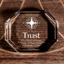 Proverbs 3:5-6 Trust in the Lord Octagonal Crystal Paperweight Christian... - $52.24