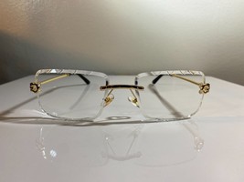 Unisex, rimless, gem cut, eyeglasses with clear lenses and gold frame. - $10.00