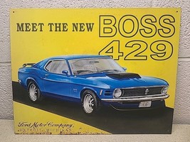 Vintage 1997 Rustic Tin Sign 1969 Ford Mustang Boss 429 16x10 - $317.04 MXN
