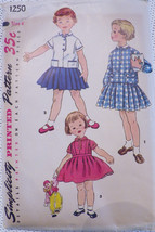 Vintage 1950&#39;s Simplicity 50&#39;s Two Piece Dress Top and Skirt Pattern 1250 Size 6 - £10.38 GBP