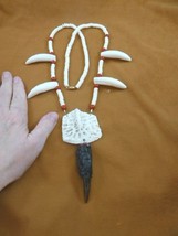 G163-1 XL Toe claw skute + GATOR TEETH white aceh bovine bone Necklace Alligator - £172.98 GBP