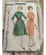 VTG 1949 simplicity Pattern 3085 dress size 26.5 bust 37 CUT - $68.42 MXN
