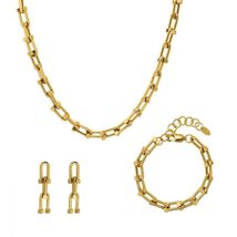 Latest Women Thick Chunky Necklace 18K Gold Plated Stainless Steel U Shape Link  - £19.41 GBP+