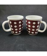 BODUM Ceramic Coffee Mugs Cups Brown White Polka Dots Set of 2 Heavy Por... - €28,26 EUR