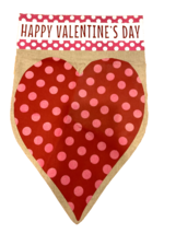 Large Burlap Happy Valentine&#39;s Day Heart Banner 28&quot; x 44&quot; - £11.41 GBP