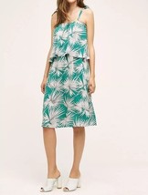 NWT $148 Anthropologie Fanned Palm Dress LARGE By HD In Paris Green Vaca... - $34.99