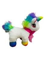 Dan Dee Unicorn Plush 7&quot; White Rainbow Sparkle Pink Bow Plush - £7.53 GBP