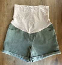 Liz Lange Maternity Over The Belly Jean Shorts Green Denim Cuffed Size S... - £17.58 GBP