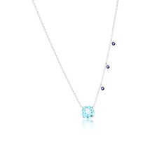 Sterling Silver, 8MM Round Sky Blue Topaz &amp; Small Iolite Necklace - £70.62 GBP