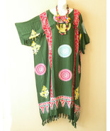 KD357 Green Batik Kimono Plus Size Caftan Kaftan Tunic Hippy Dress up to 5X - £23.41 GBP