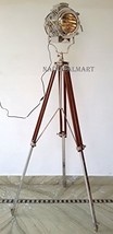 Hollywood Chrome Finish Wooden Tripod Floor Lamp Search Light For Living... - $266.31