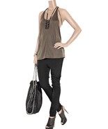 ACNE Belief Tan Leather-Tie Jersey Tank Top Size M NWT - £122.33 GBP